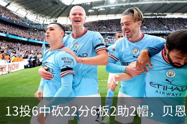13投6中砍22分6板2助2帽，贝恩正负值+8助魔术胜尼克斯